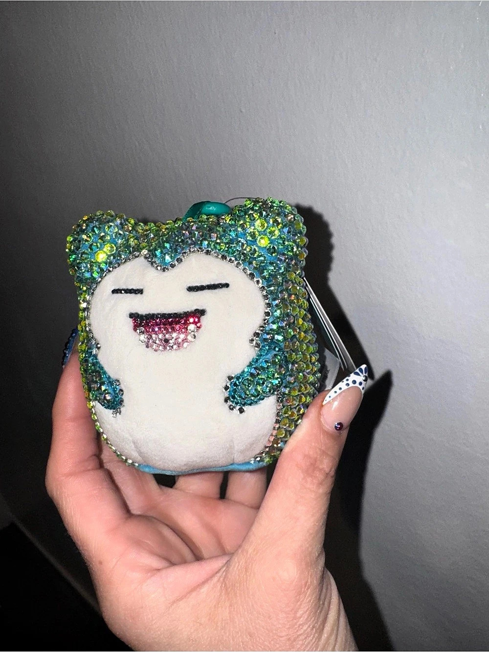 Bling Pokémon Snorlax Squishmallows Clip-On Blue & Green NWT